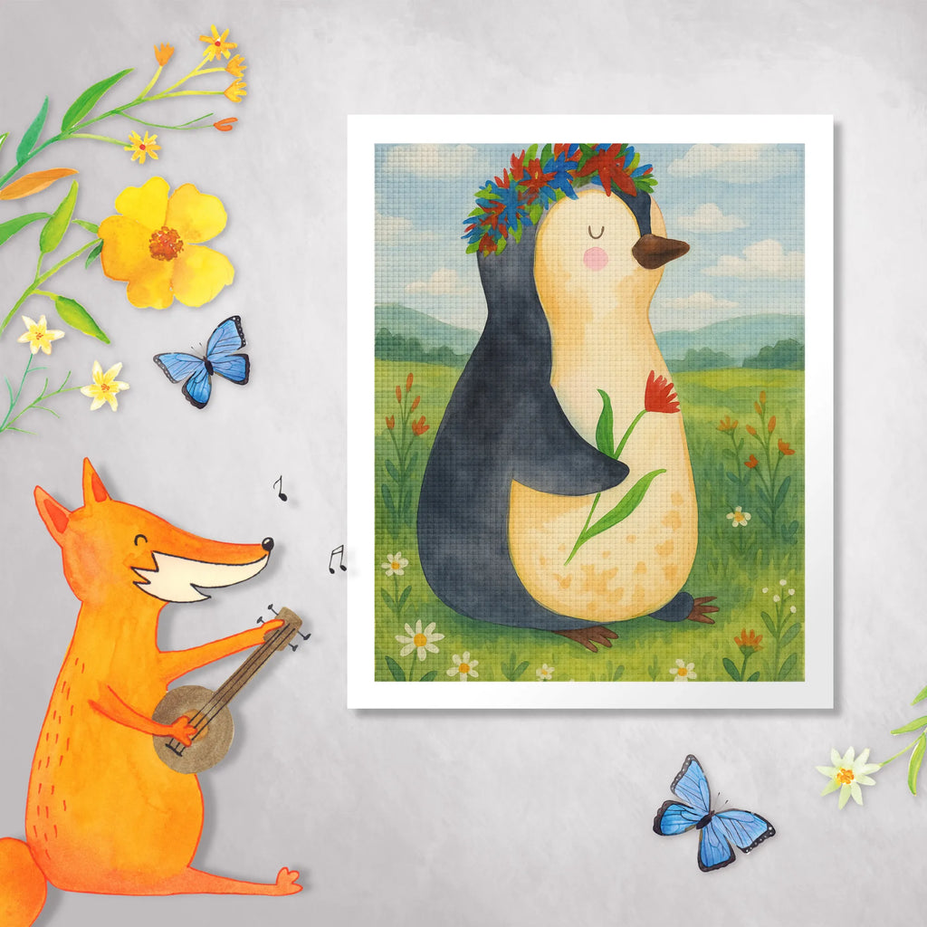 Diamond Painting Penguin Flower Design Penguin, North Pole, Winter, Penguins, wishes, gift idea, life, love of life, universe, penguins, goals in life, motivation, goals, lovesickness, wreath of flowers