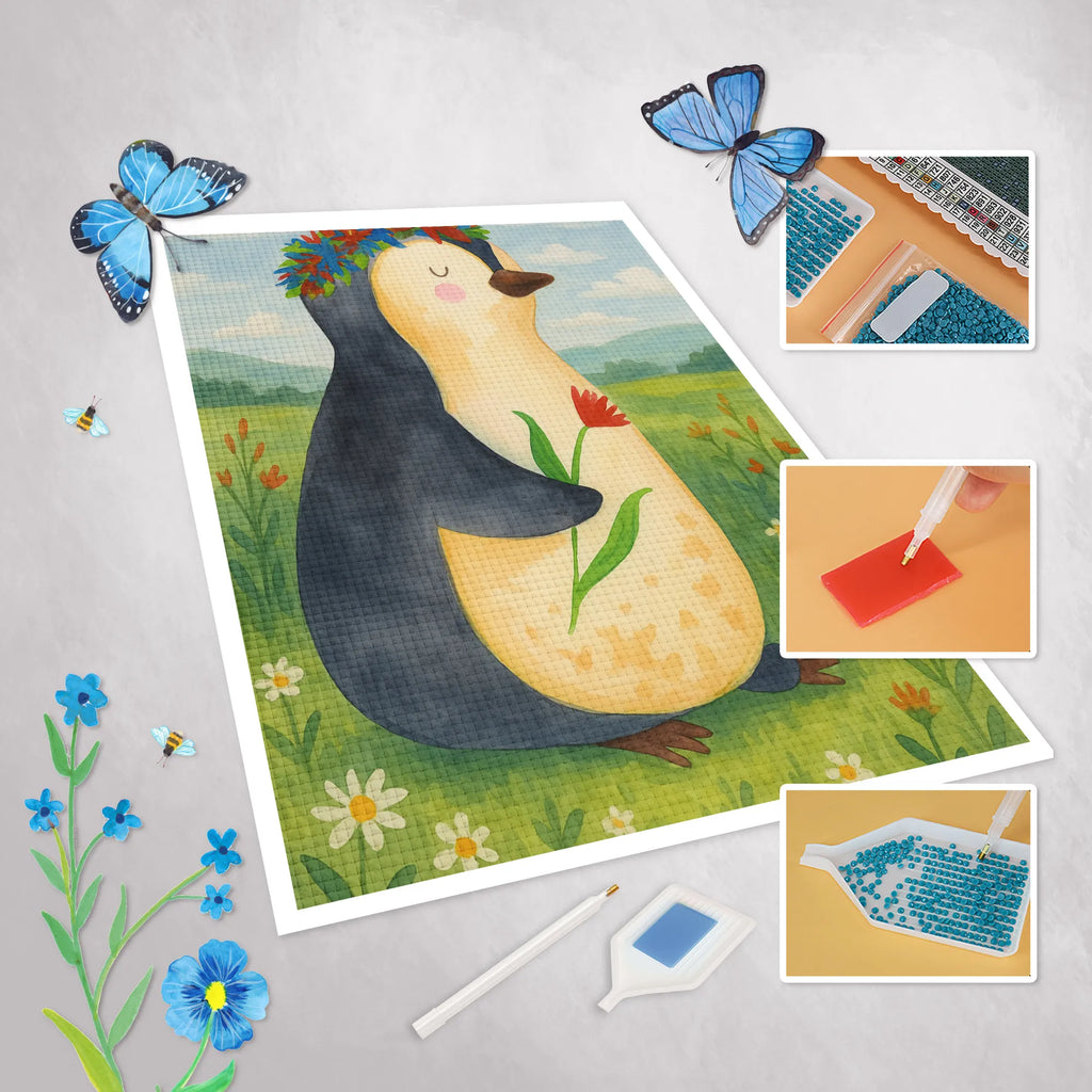 Diamond Painting Penguin Flower Design Penguin, North Pole, Winter, Penguins, wishes, gift idea, life, love of life, universe, penguins, goals in life, motivation, goals, lovesickness, wreath of flowers