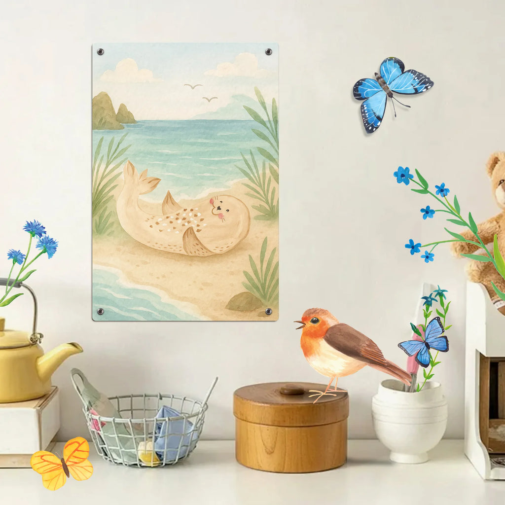 Malen nach Zahlen Metallschild Robbe Liegen Design Baseln, Kreativität, Bastelidee, Ausmalbild, Kunstwerk, Malen, DIY, Künstler, Malen nach Zahlen, Tiermotive, Gute Laune, lustige Sprüche, Tiere, Lachen, Seehund, Freude, Nordsee, Robben, Meerestier, Ostsee, Strand, Robbe