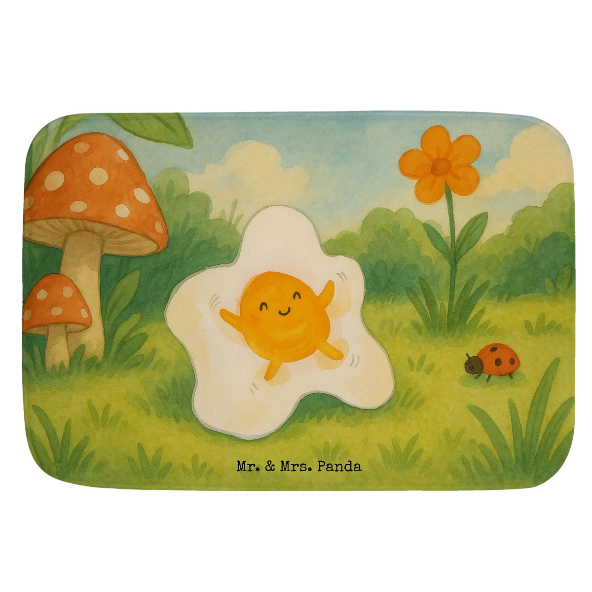 Bath mat Fried egg egg Design card, gift ideas, gifts, small animals, cute, cute animal motives, hand drawn, funny sayings, good mood, special gifts, animal lover, fried egg, Egg, nice, day