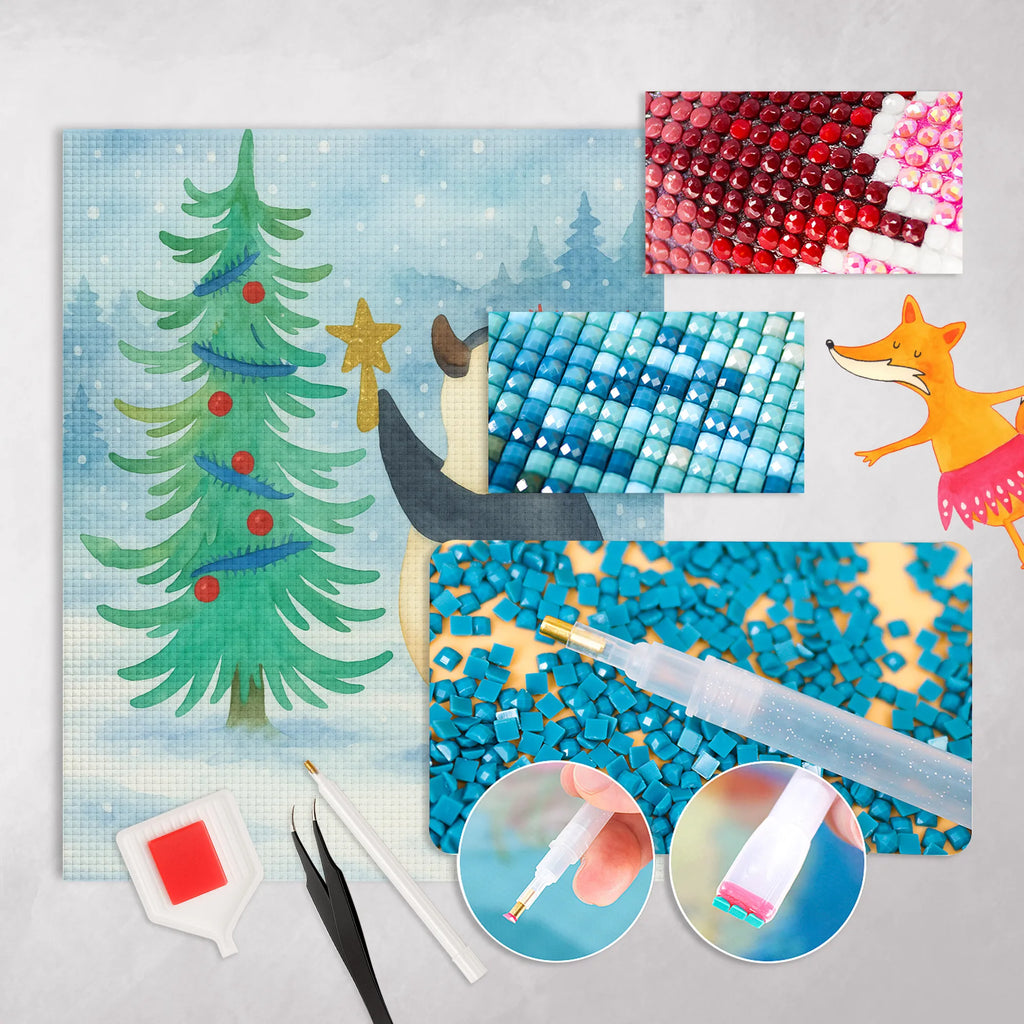 Diamond Painting penguin Christmas tree Design Winter, Christmas, Christmas time, snow, Penguin