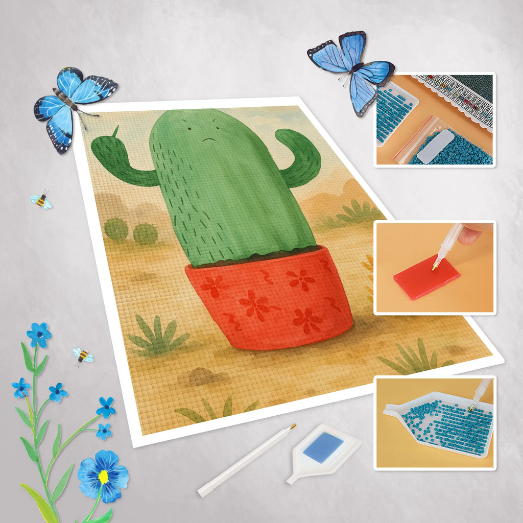 Obraz diamentowy Kaktus gniew Design Kaktus, Kaktusy