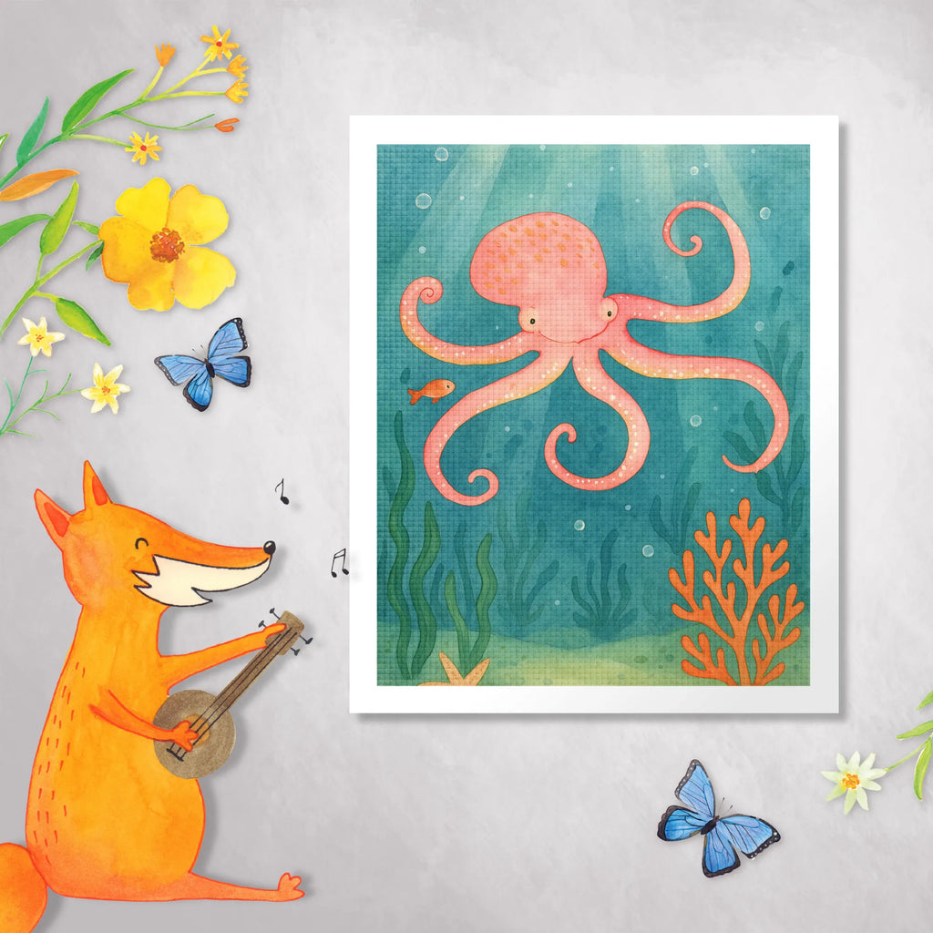 Diamond Painting Squid Design small animals, cute, funny, cute animal motives, hand drawn, small world, funny sayings, good mood, happy, gifts, gift ideas, special gifts, animal lover, card, sea animal, octopus, ocean, water, sea, arms, squid
