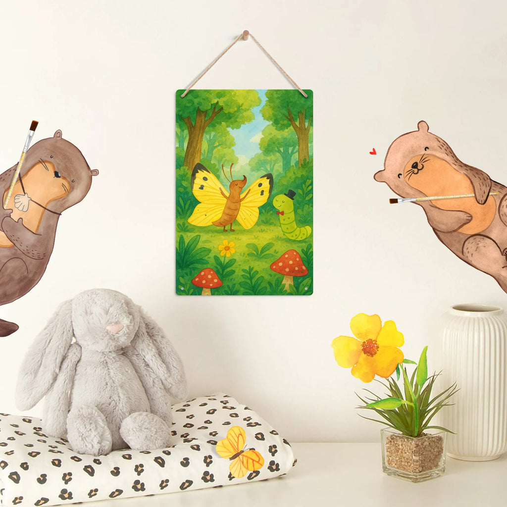 Paint by Numbers Metal Sign Caterpillar butterfly Design small animals, cute, funny, cute animal motives, hand drawn, small world, funny sayings, good mood, happy, gifts, gift ideas, special gifts, animal lover, card, development, hat, butterfly, growing up, Caterpillar, beauty, cocoon, lemon butterfly