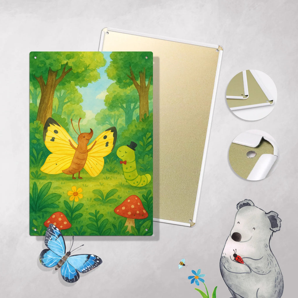 Paint by Numbers Metal Sign Caterpillar butterfly Design small animals, cute, funny, cute animal motives, hand drawn, small world, funny sayings, good mood, happy, gifts, gift ideas, special gifts, animal lover, card, development, hat, butterfly, growing up, Caterpillar, beauty, cocoon, lemon butterfly