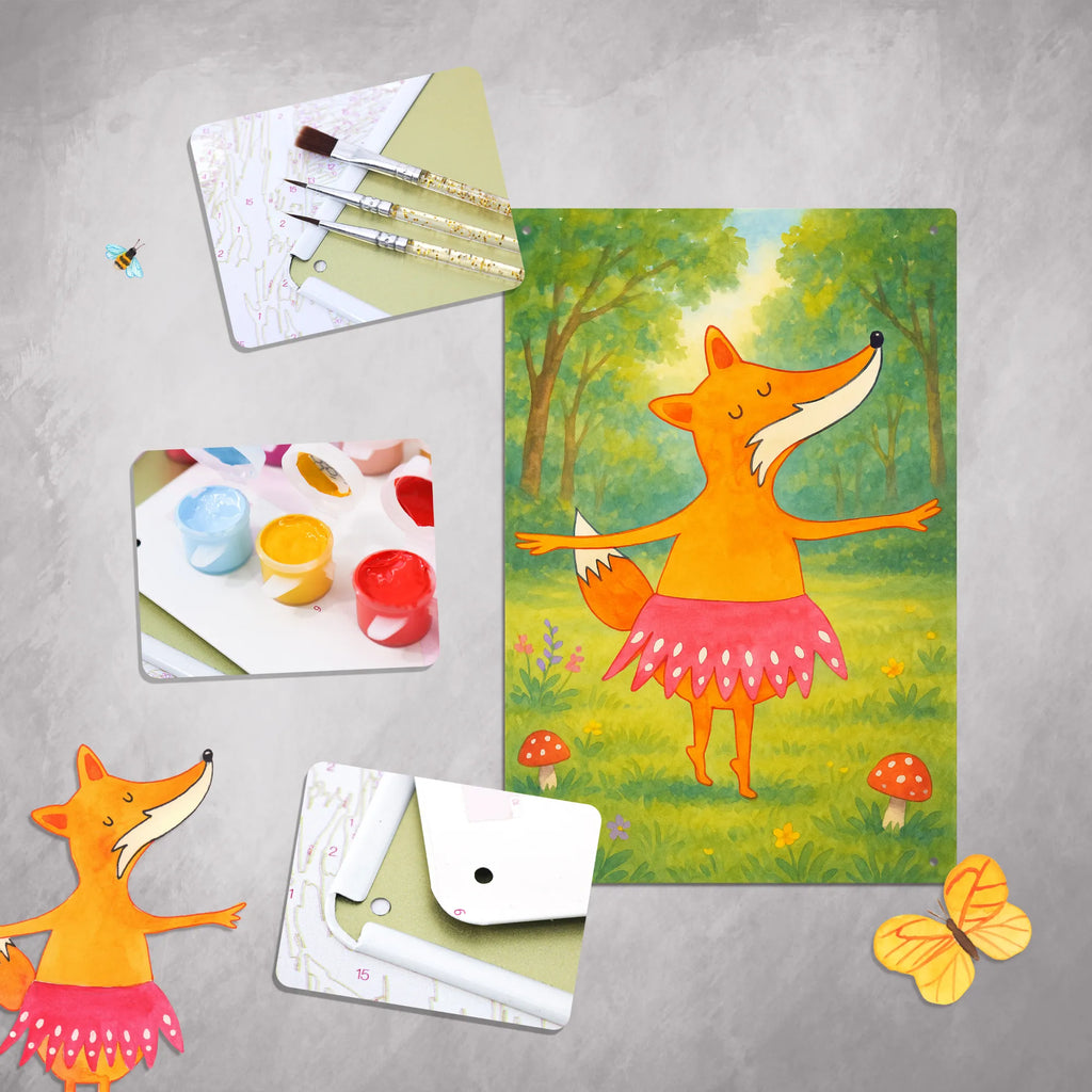 Paint by Numbers Metal Sign Fox ballerina Design fox, foxes, forest wildlife, clever as a fox, animal lover, invitation, vixen, ballerina, party, birthday, dancer, dancing, ballet, fox saying