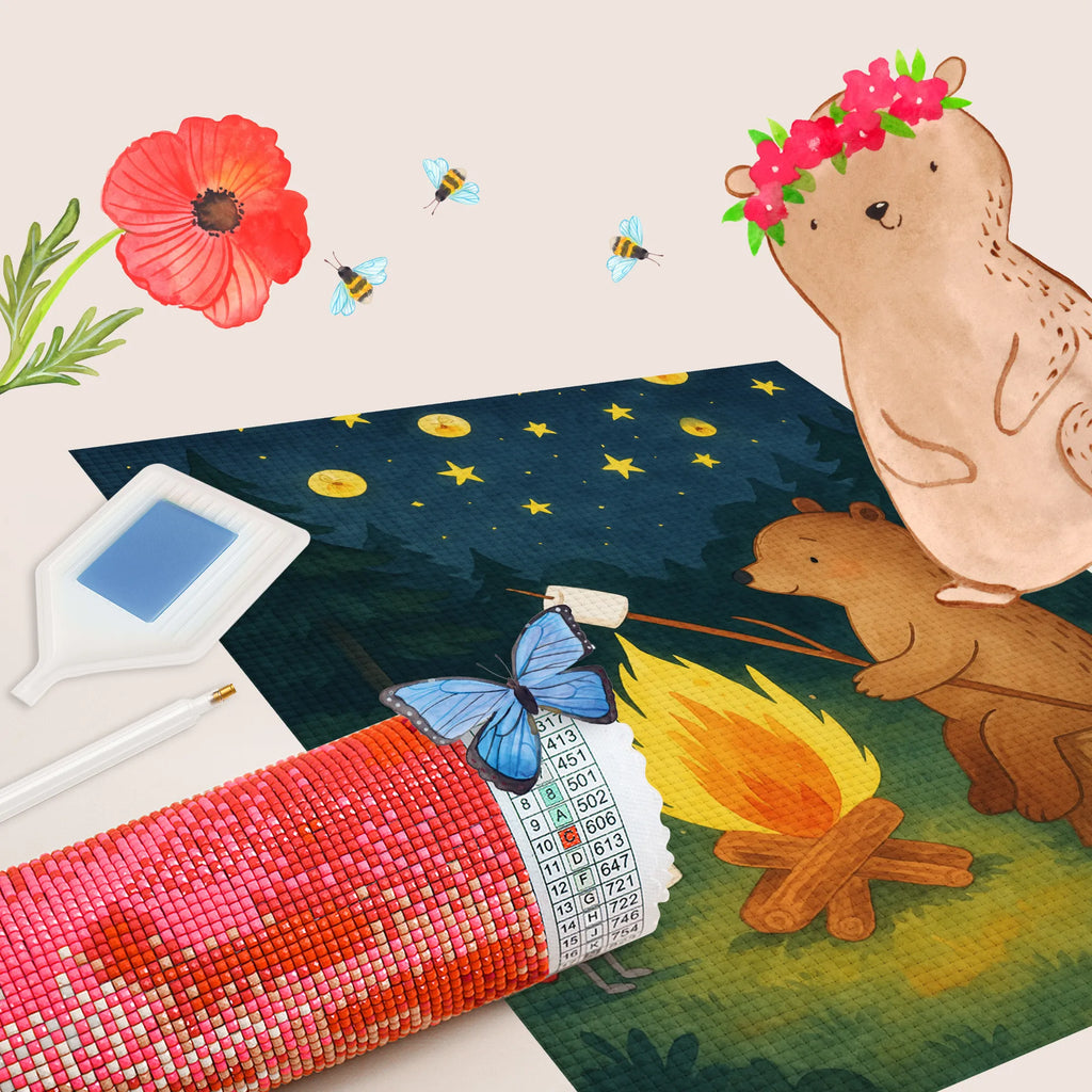 Diamond Painting Bear & Ladybird campfire Design bear, teddy, teddy bear, cuddly toy, Campfire