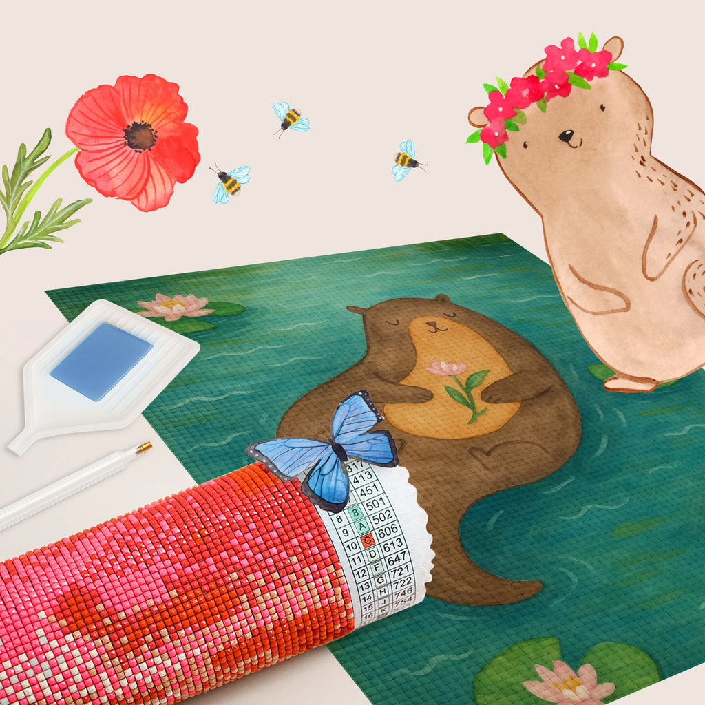 Diamond Painting otter Water Lily Design otter, marten, sea otter, European otter, water mammal, aquatic animal, baby otter, predator, water, otter gifts, animal lover, gift ideas for animal lovers, animal, mammal, water animal, gifts for people in love