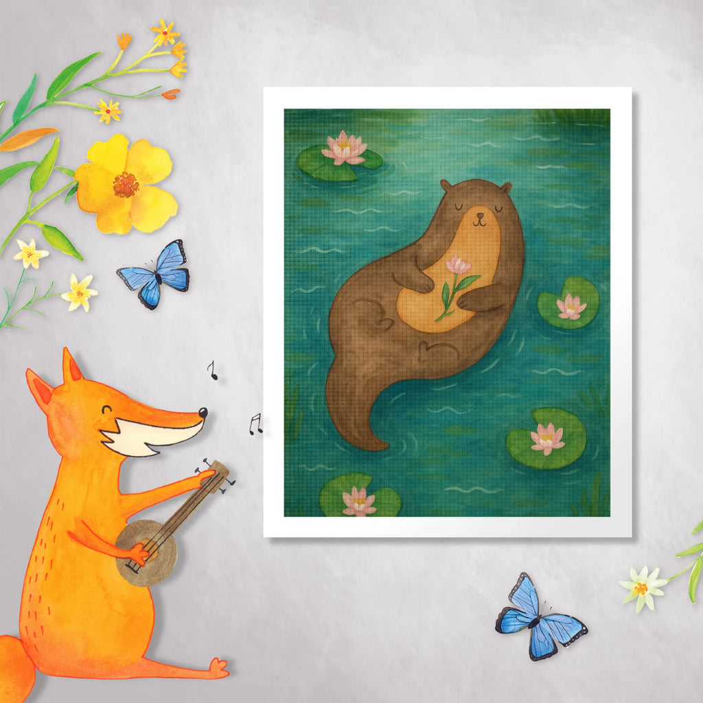 Diamond Painting otter Water Lily Design otter, marten, sea otter, European otter, water mammal, aquatic animal, baby otter, predator, water, otter gifts, animal lover, gift ideas for animal lovers, animal, mammal, water animal, gifts for people in love