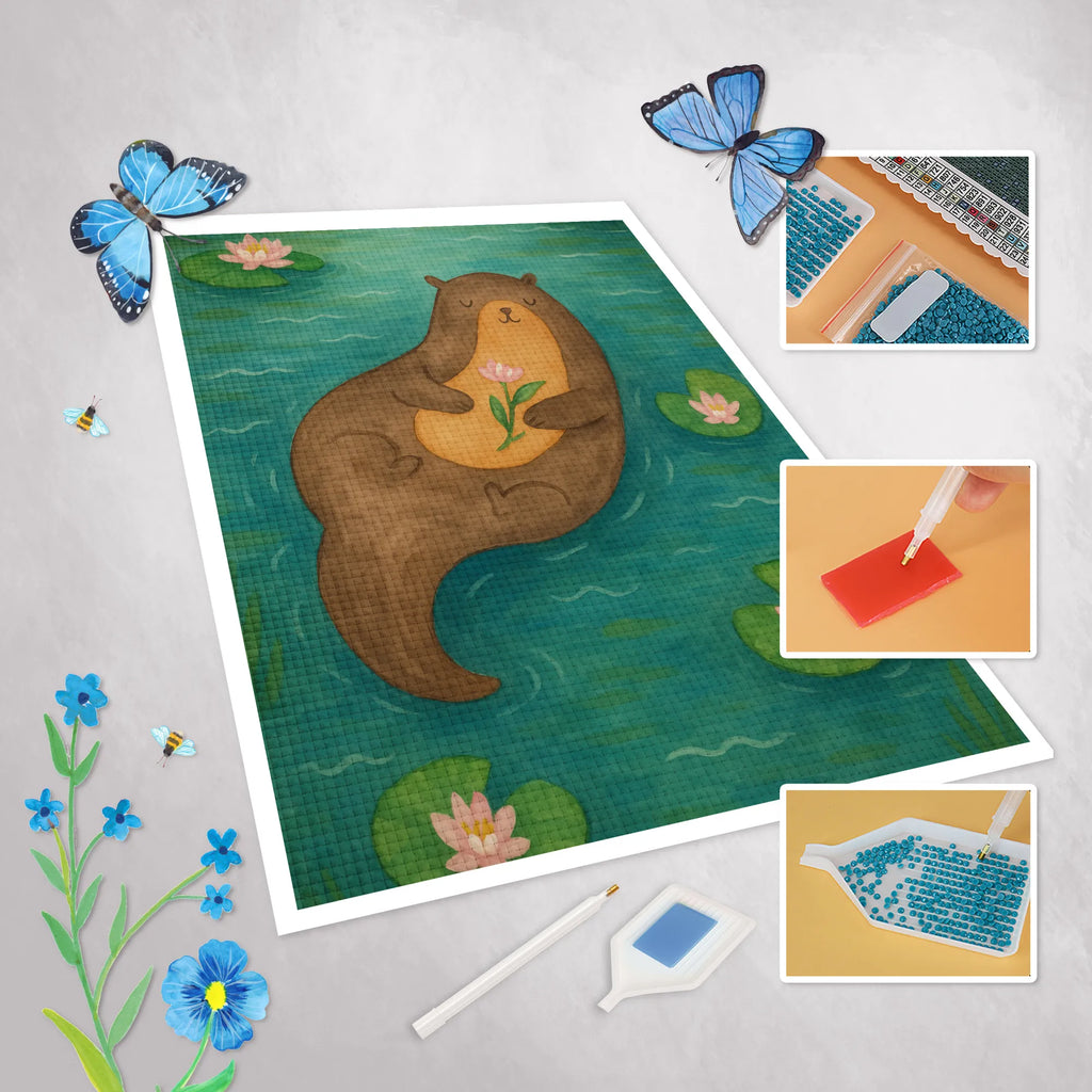 Diamond Painting otter Water Lily Design otter, marten, sea otter, European otter, water mammal, aquatic animal, baby otter, predator, water, otter gifts, animal lover, gift ideas for animal lovers, animal, mammal, water animal, gifts for people in love