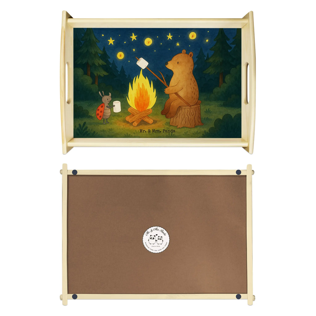 Serviertablett Bär & Marienkäfer Lagerfeuer Design Serviertablett, Tablett, Holztablett, Küchentablett, Dekotablett, Frühstückstablett, Bär, Teddy, Teddybär, Lagerfeuer