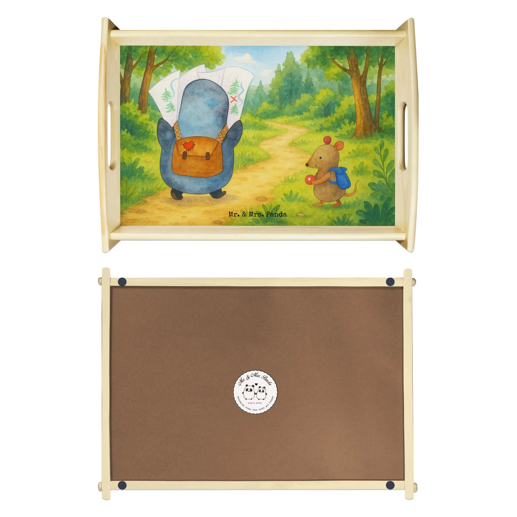 Serviertablett Pinguin & Maus Wanderer Design Serviertablett, Tablett, Holztablett, Küchentablett, Dekotablett, Frühstückstablett, Pinguin, Pinguine, Abenteurer, Abenteuer, Roadtrip, Ausflug, Wanderlust, wandern