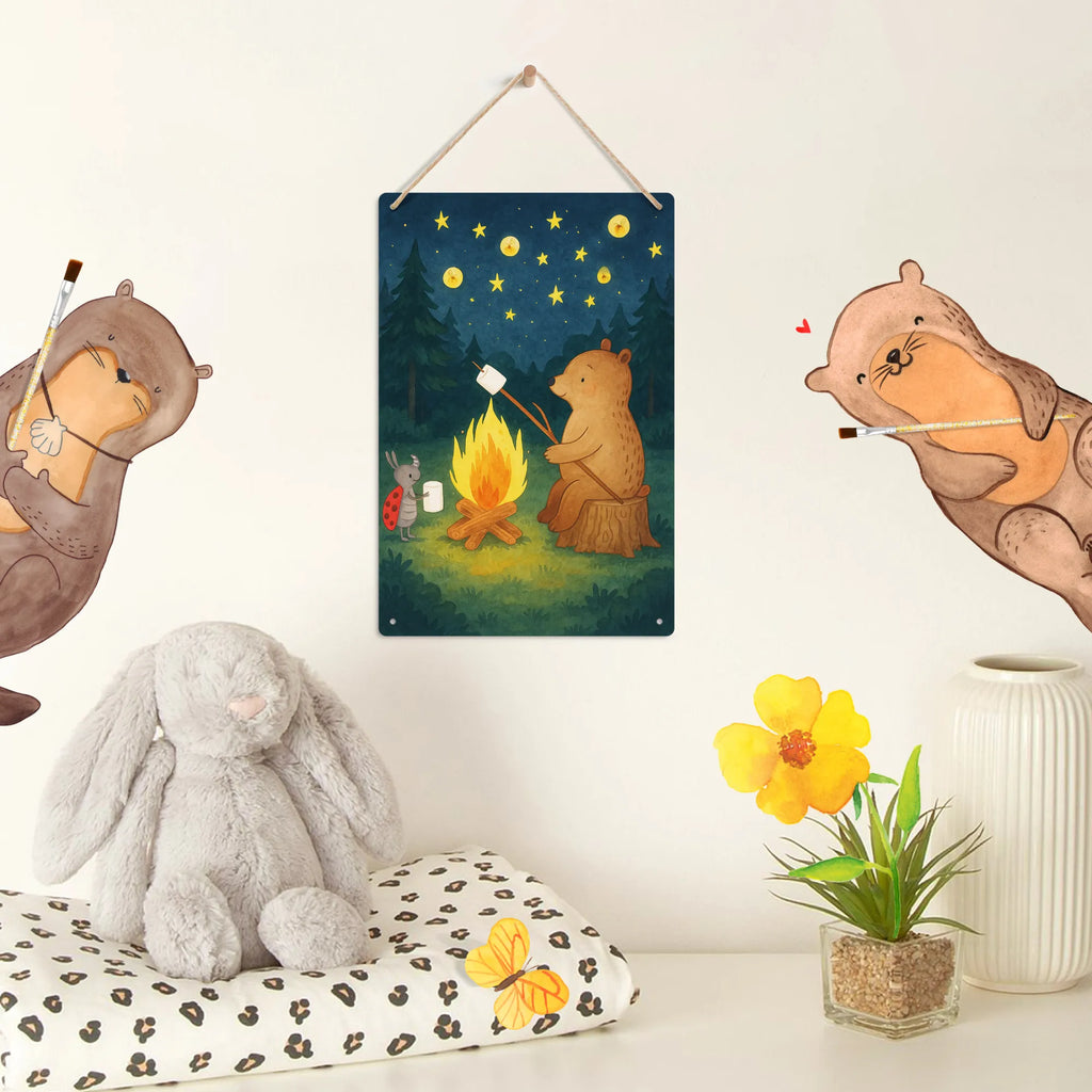 Malen nach Zahlen Metallschild Bär & Marienkäfer Lagerfeuer Design Bastelidee, Kreativität, Kunstwerk, Künstler, Ausmalbild, DIY, Malen, Baseln, Malen nach Zahlen, Bär, Teddy, Teddybär, Lagerfeuer