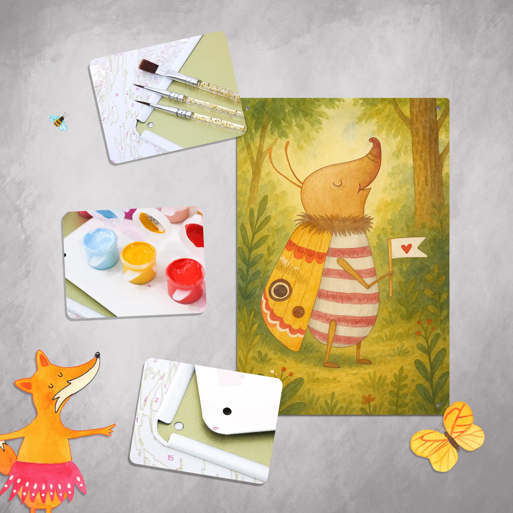 Metalowy szyld do malowania po numerach ćma mała flaga Design Motywy zwierzęce, dobra energia, zabawne powiedzonka, zwierzęta