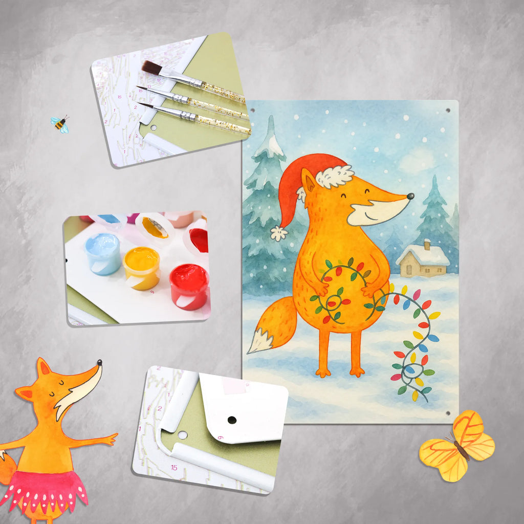 Paint by Numbers Metal Sign Fox Christmas Design Winter, Christmas, Christmas time, snow, Santa Claus, Saying beautiful, Christmas Eve, Fox, Gift Christmas, Foxes