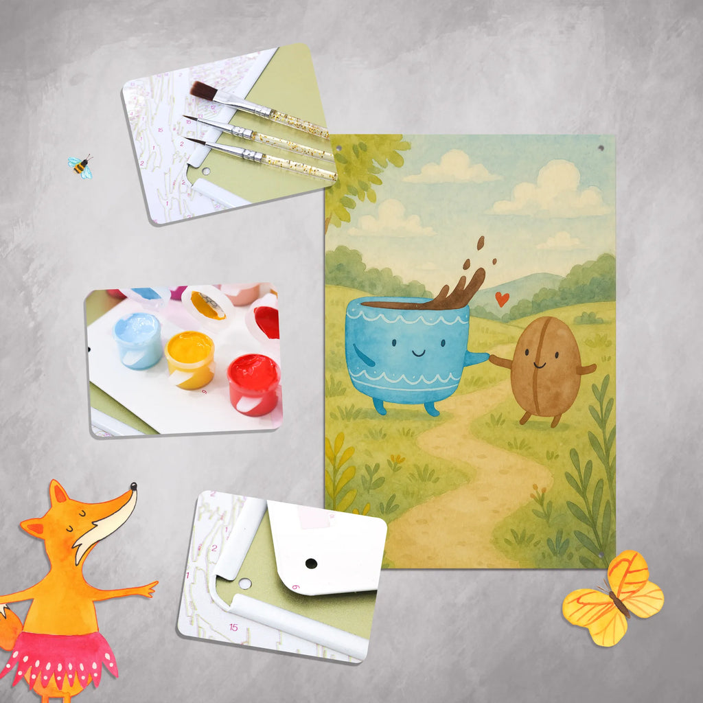 Malen nach Zahlen Metallschild Kaffee Bohne Design Kreativität, DIY, Baseln, Bastelidee, Ausmalbild, Malen, Künstler, Malen nach Zahlen, Kunstwerk, Tiermotive, Gute Laune, lustige Sprüche, Tiere, Zufriedenheit, Genuss, Kaffeebohne, Glück, Kaffee