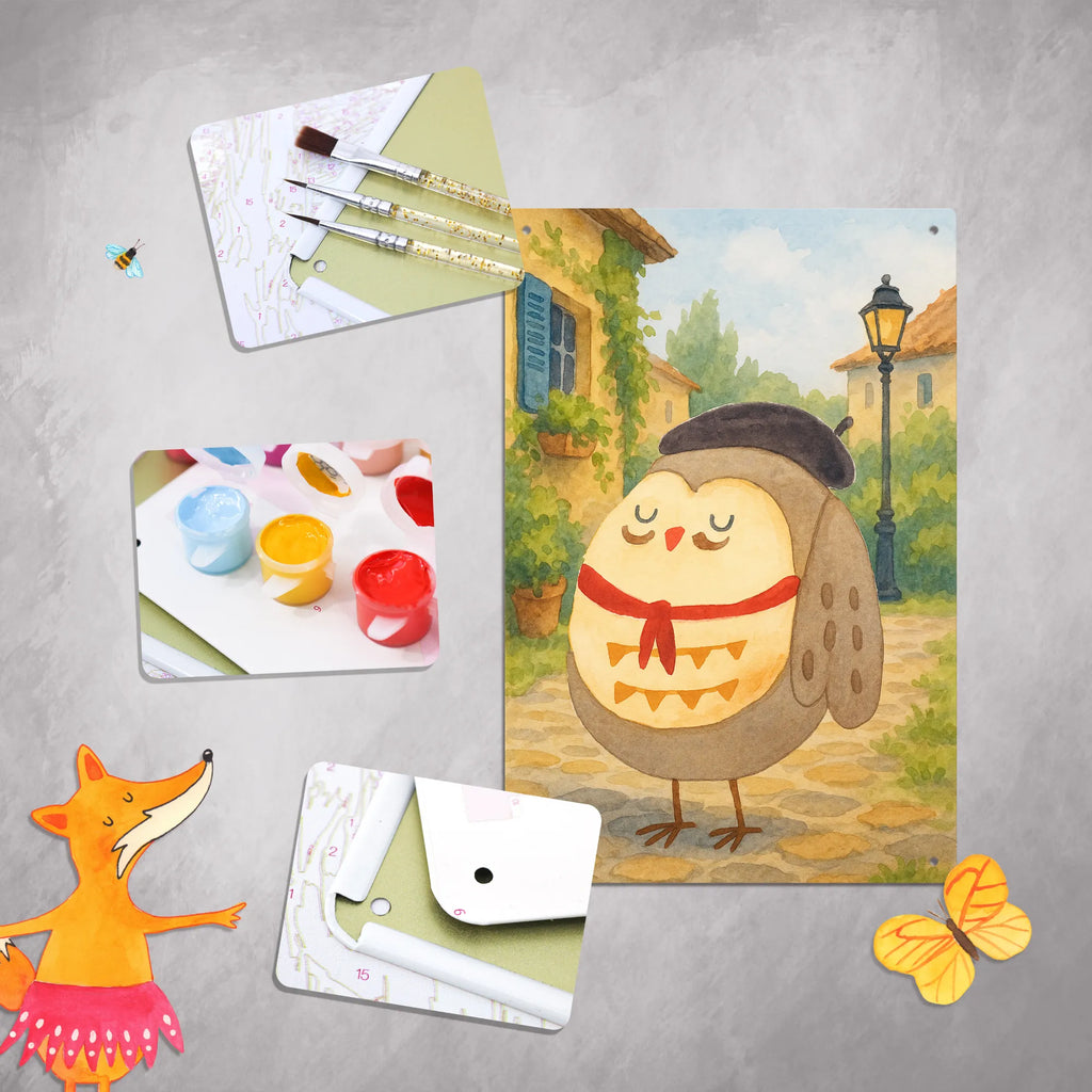 Malen nach Zahlen Metallschild Eule Frankreich Design Baseln, Malen, Künstler, Kunstwerk, Bastelidee, DIY, Malen nach Zahlen, Kreativität, Ausmalbild, Eule, Spruch Französisch, hibou, La vie est belle, Eule Deko, Spruch schön, Frankreich, Eulen, Owl, das Leben ist schön