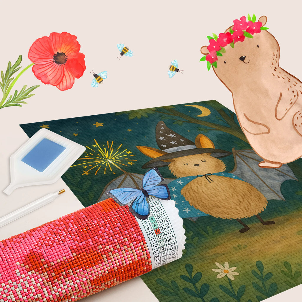 Diamond Painting bat wizard Design small animals, cute, funny, cute animal motives, hand drawn, small world, funny sayings, good mood, happy, gifts, gift ideas, special gifts, animal lover, card, sorcerers, magicians, get in, women, bats, Bats