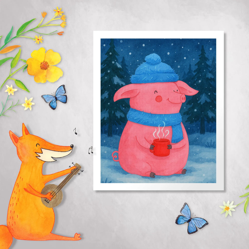 Diamond Painting Schweinchen Glühwein Design Kreativität, Kristallbild, Diamond Painting, DIY, Winter, Weihnachten, Weihnachtsdeko, Nikolaus, Advent, Heiligabend, Wintermotiv, Spruch, Betrunken, Glühwein, Weihnachtsmarkt