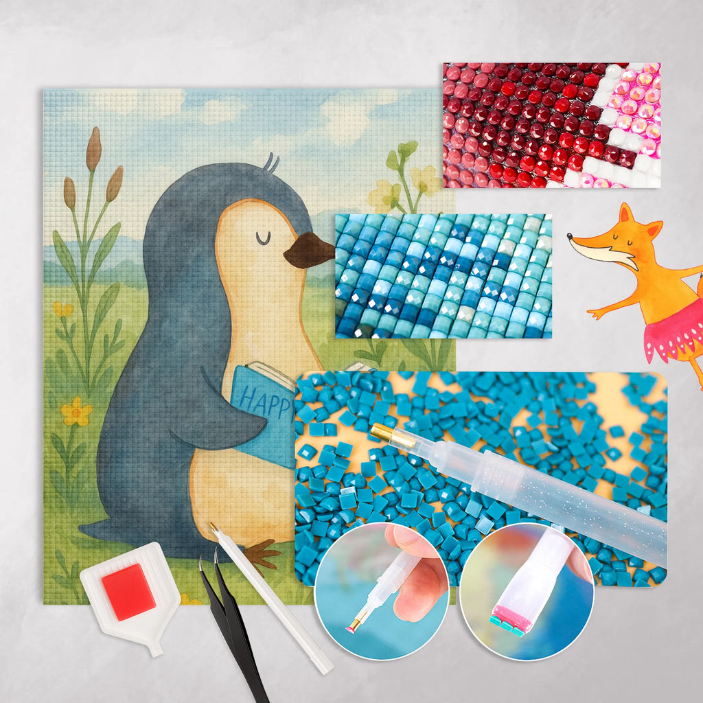 Diamond Painting Penguin A book Design Penguin, North Pole, Winter, Penguins, leisure, holidays, doing nothing, lazing around, vacation, bookworm, book, penguins, reading