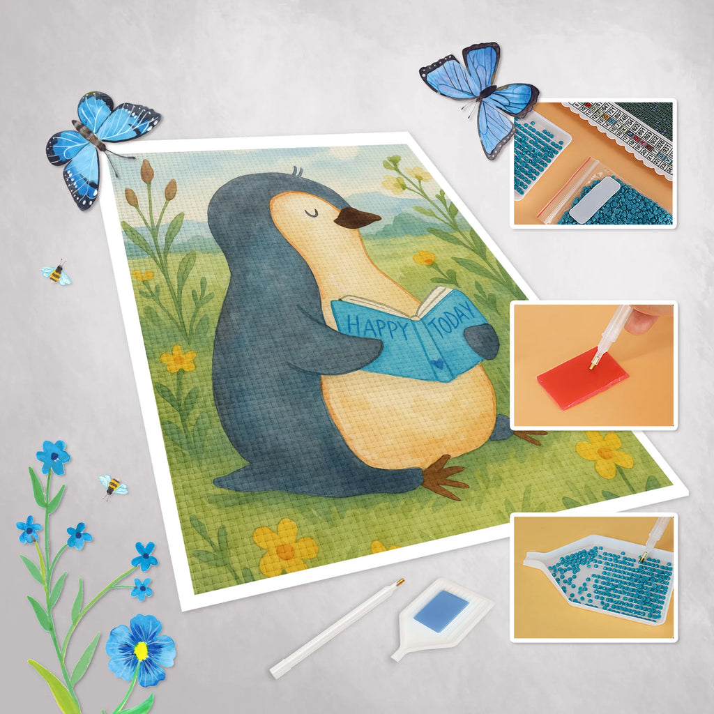 Diamond Painting Penguin A book Design Penguin, North Pole, Winter, Penguins, leisure, holidays, doing nothing, lazing around, vacation, bookworm, book, penguins, reading