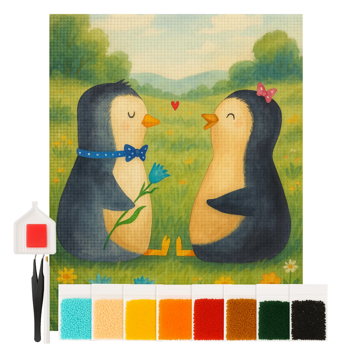 Obraz diamentowy Pingwin para Design Pinguin