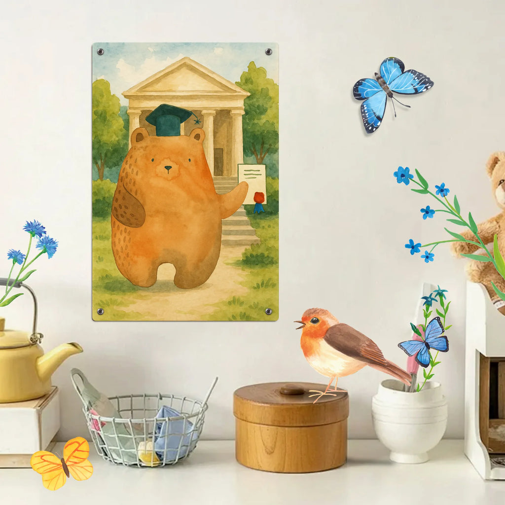 Paint by Numbers Metal Sign bear Test Design bear, teddy, teddy bear, cuddly toy, degree, examination passed, examinations, diploma, Abitur, certificate