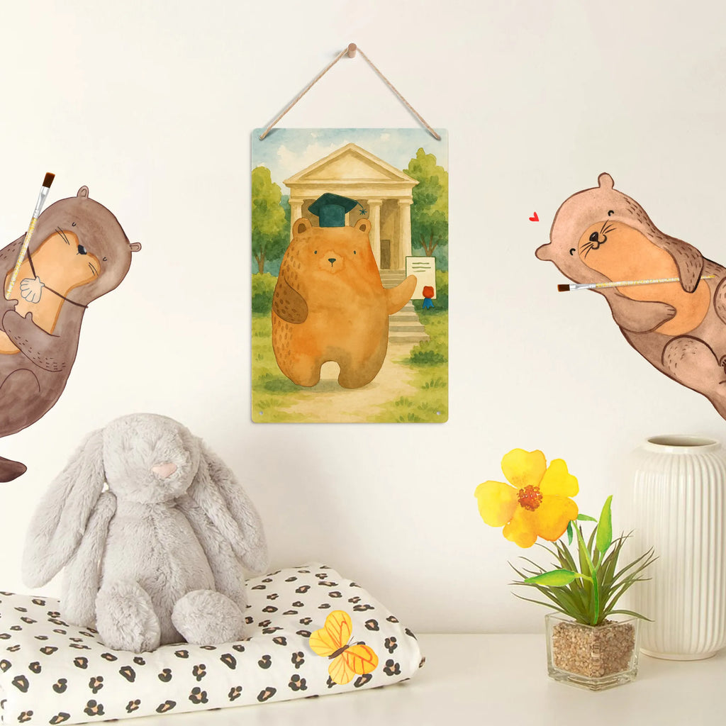 Paint by Numbers Metal Sign bear Test Design bear, teddy, teddy bear, cuddly toy, degree, examination passed, examinations, diploma, Abitur, certificate