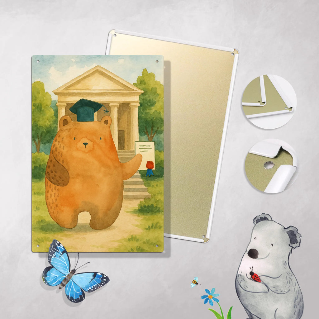 Paint by Numbers Metal Sign bear Test Design bear, teddy, teddy bear, cuddly toy, degree, examination passed, examinations, diploma, Abitur, certificate