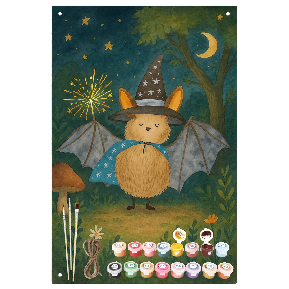 Paint by Numbers Metal Sign bat wizard Design small animals, cute, funny, cute animal motives, hand drawn, small world, funny sayings, good mood, happy, gifts, gift ideas, special gifts, animal lover, card, get in, Bats, women, magicians, bats, sorcerers