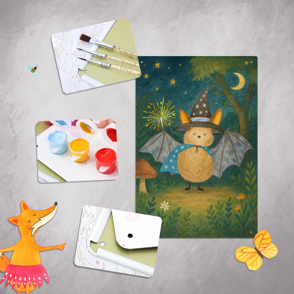 Malen nach Zahlen Metallschild Fledermaus Zauberer Design Malen, Baseln, Kunstwerk, Künstler, Malen nach Zahlen, Ausmalbild, DIY, Bastelidee, Kreativität, Tiermotive, Gute Laune, lustige Sprüche, Tiere, reinsteigern, Fledermaus, Frauen, Magier, Fledermäuse, Zauberer