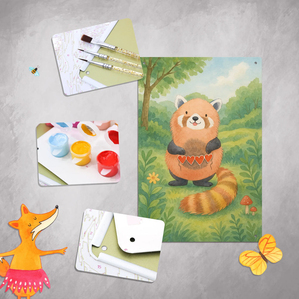 Metalowy szyld do malowania po numerach Czerwony Panda Design Motywy zwierzęce, dobra energia, zabawne powiedzonka, zwierzęta