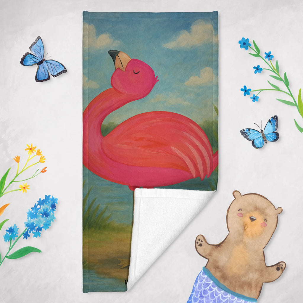 Badehandtuch Flamingo Stolz Design Duschtuch, Badetuch, Strandtuch, Saunatuch, Kinder Handtuch, Flamingo, stolz, Freude, Selbstliebe, Selbstakzeptanz, Freundin, beste Freundin, Tochter, Mama, Schwester