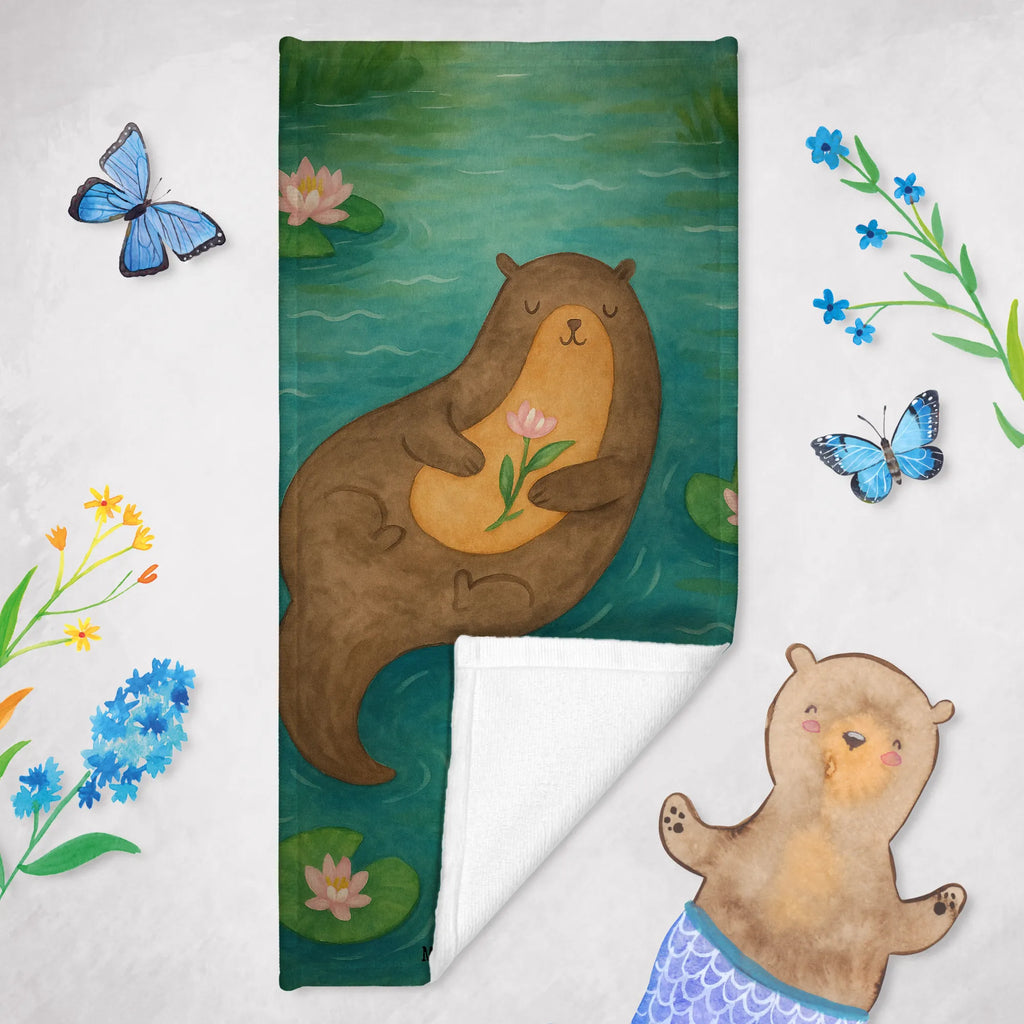 Badehandtuch Otter Seerose Design Duschtuch, Badetuch, Strandtuch, Saunatuch, Kinder Handtuch, Otter, Fischotter, Seeotter, Otter Seeotter See Otter