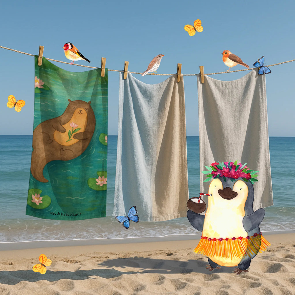Badehandtuch Otter Seerose Design Duschtuch, Badetuch, Strandtuch, Saunatuch, Kinder Handtuch, Otter, Fischotter, Seeotter, Otter Seeotter See Otter