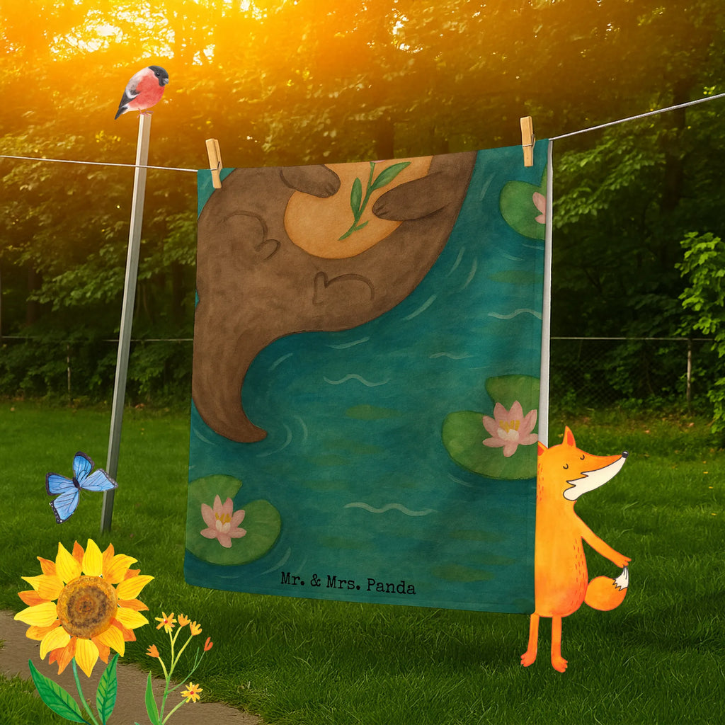 Badehandtuch Otter Seerose Design Duschtuch, Badetuch, Strandtuch, Saunatuch, Kinder Handtuch, Otter, Fischotter, Seeotter, Otter Seeotter See Otter