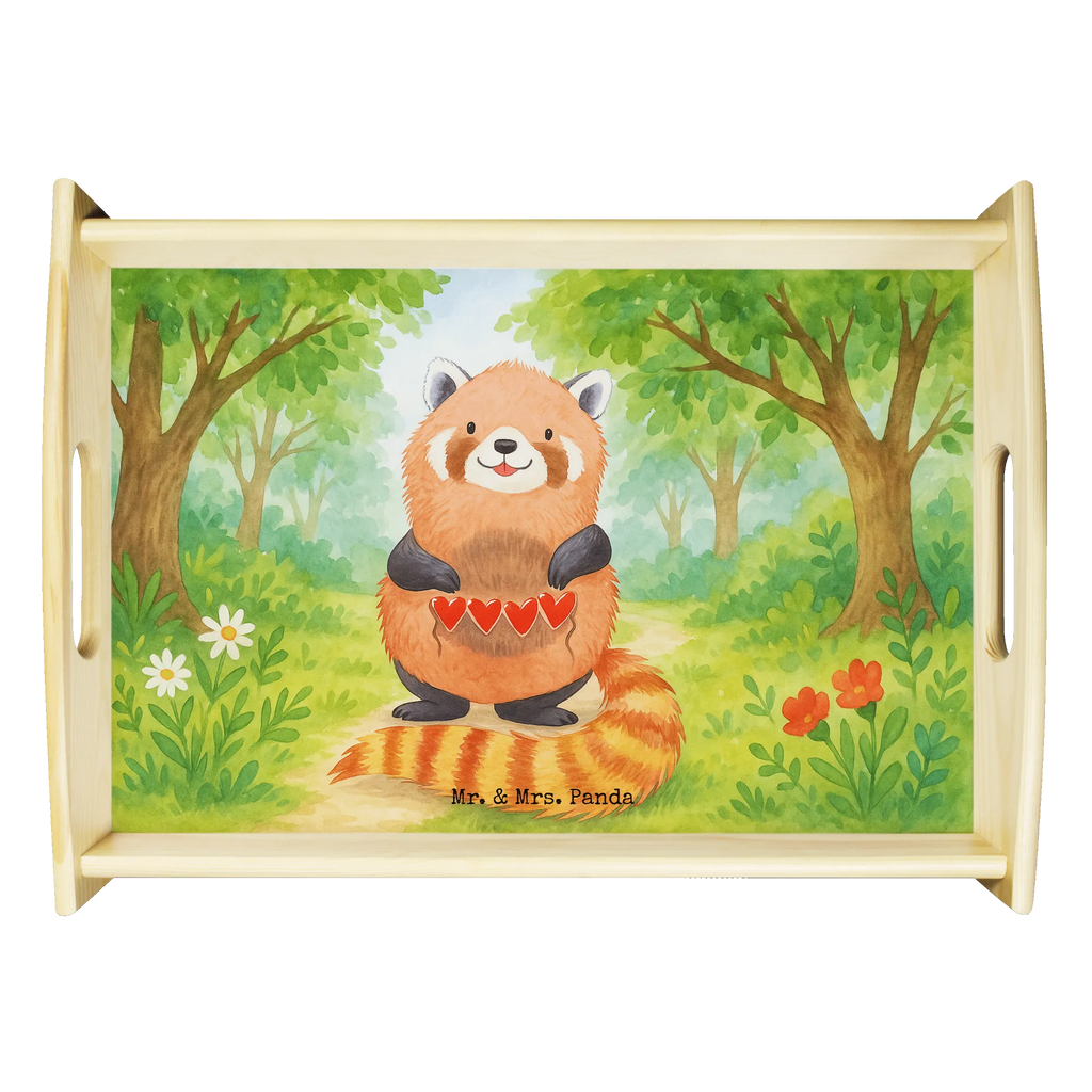 Serviertablett Roter Panda Design Serviertablett, Tablett, Holztablett, Küchentablett, Dekotablett, Frühstückstablett, Tiermotive, Gute Laune, lustige Sprüche, Tiere, Panda, Liebe, Rot, Herz, Liebling, Lieblingsmensch