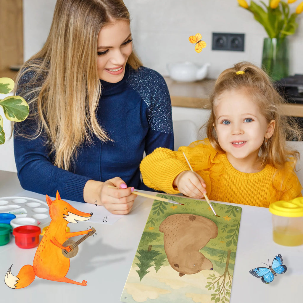 Metalowy szyld do malowania po numerach niedźwiedź spojrzenie przez ramię Design Niedźwiedź, Miś, Pluszowy miś