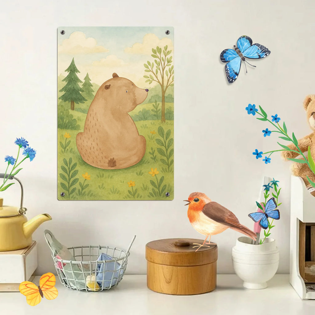 Metalowy szyld do malowania po numerach niedźwiedź spojrzenie przez ramię Design Niedźwiedź, Miś, Pluszowy miś