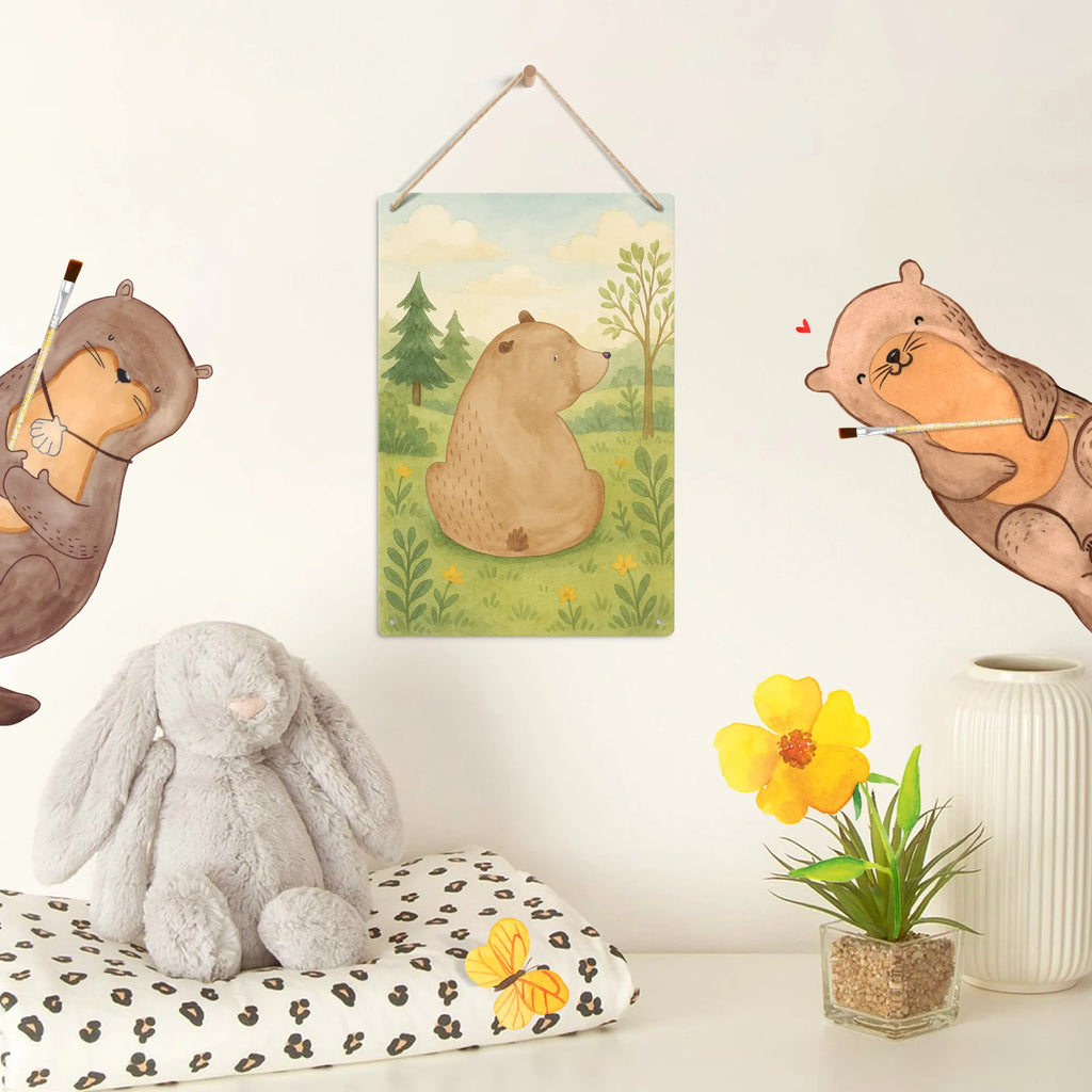 Metalowy szyld do malowania po numerach niedźwiedź spojrzenie przez ramię Design Niedźwiedź, Miś, Pluszowy miś