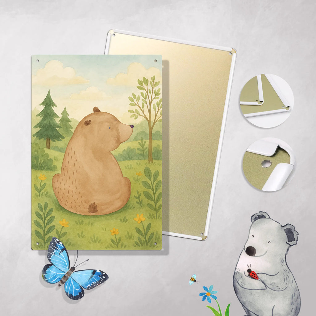 Metalowy szyld do malowania po numerach niedźwiedź spojrzenie przez ramię Design Niedźwiedź, Miś, Pluszowy miś