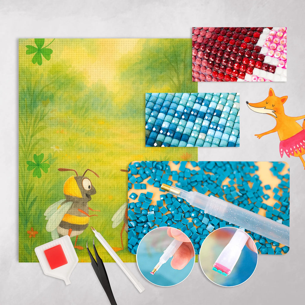 Obraz diamentowy Trzmiele koniczyna Design Motywy zwierzęce, dobra energia, zabawne powiedzonka, zwierzęta