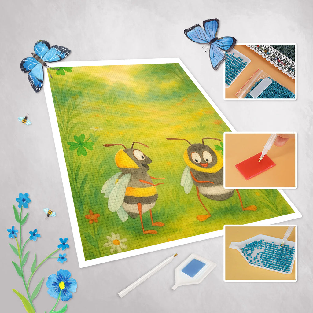 Obraz diamentowy Trzmiele koniczyna Design Motywy zwierzęce, dobra energia, zabawne powiedzonka, zwierzęta