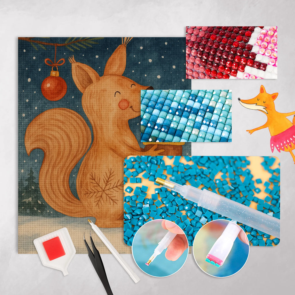 Diamond Painting Squirrel Christmas Design Winter, Christmas, Christmas time, snow, New Year, Merry Christmas, Christmas Greeting, Xmas, Bird, Happy New Year, Christmas Theme