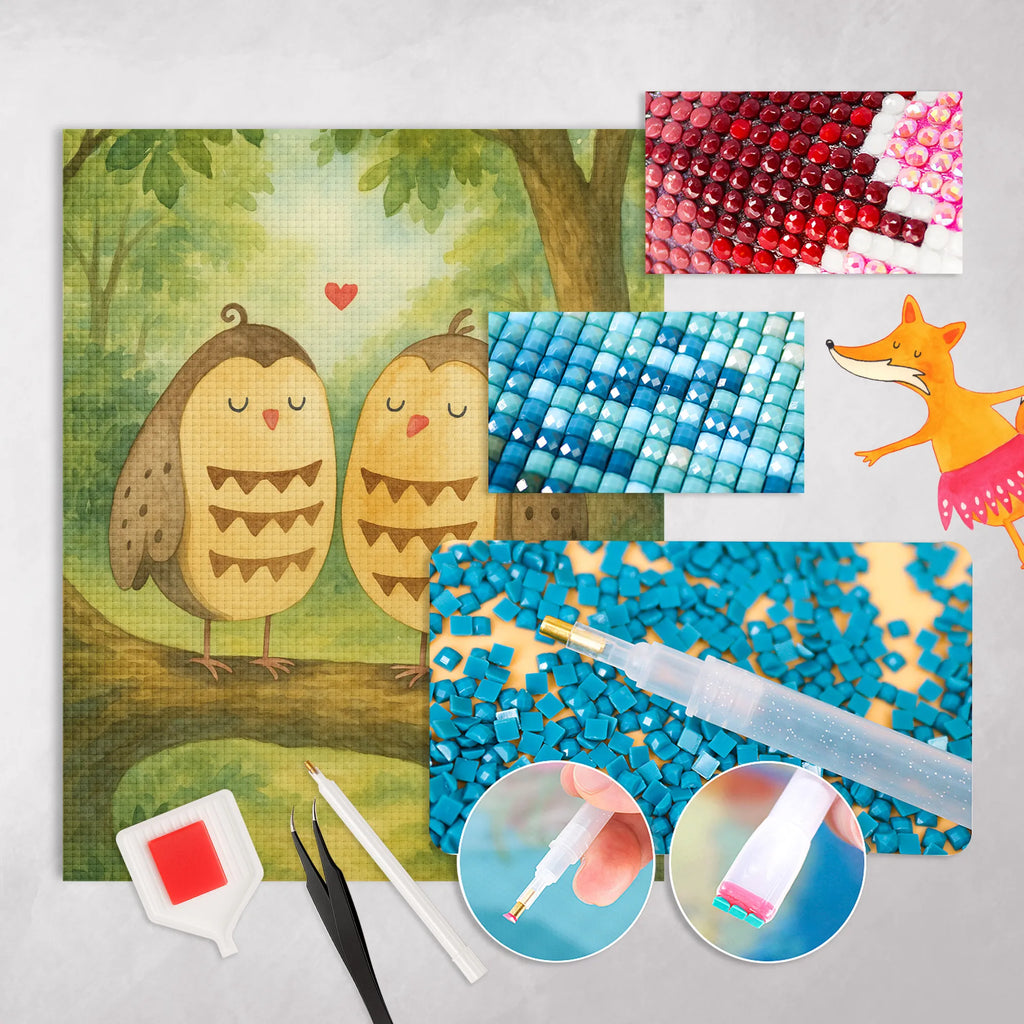 Diamond Painting Eulen Liebe Design Kristallbild, Kreativität, Diamond Painting, DIY, Eule, Liebe, Eule Deko, Wortspiel lustig, All you need is love, Freundin Geschenk, Owl, Freund, Hochzeit Spruch, Liebe Spruch