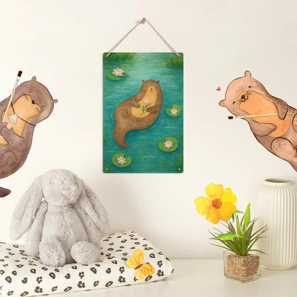 Paint by Numbers Metal Sign otter Water Lily Design otter, marten, sea otter, European otter, water mammal, aquatic animal, baby otter, predator, water, otter gifts, animal lover, gift ideas for animal lovers, animal, mammal, water animal, gifts for people in love