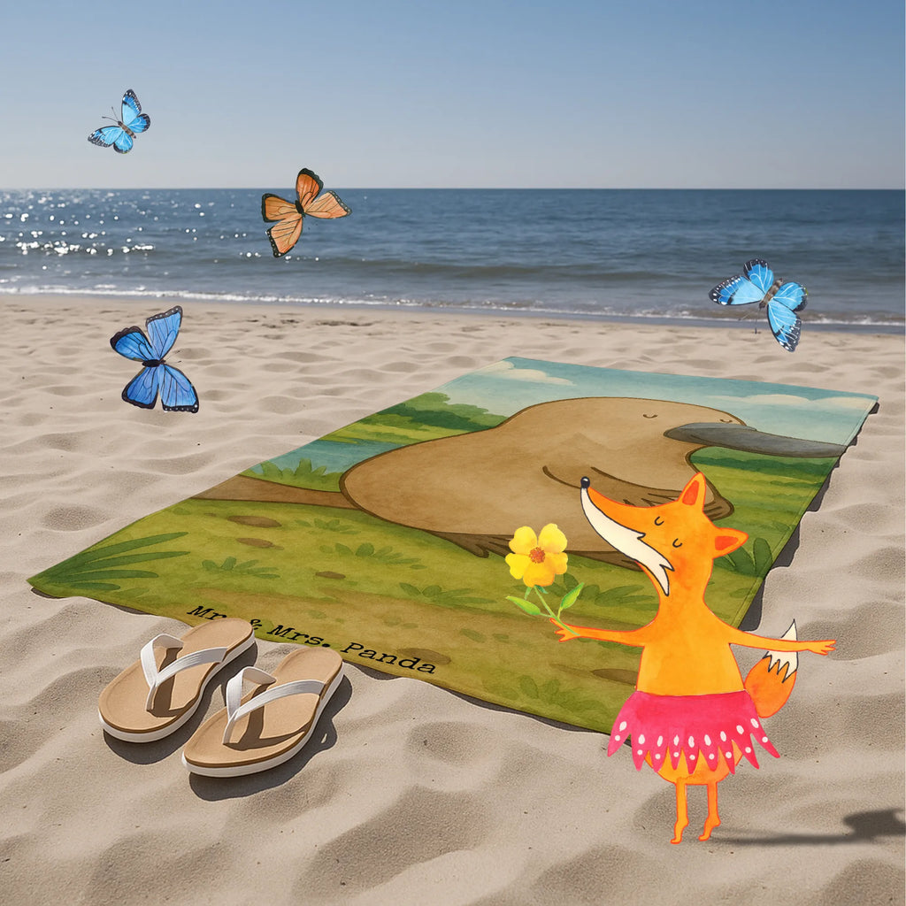 Badehandtuch Schnabeltier Mut Design Duschtuch, Badetuch, Strandtuch, Saunatuch, Kinder Handtuch, Meerestiere, Meer, Urlaub, Schnabeltier, Mut, mutig, Lebensweisheit, Schnabeltiere, Motivation, Training, Büro, Arbeit, Neuanfang, Neustart, Weltreise, Raodtrip