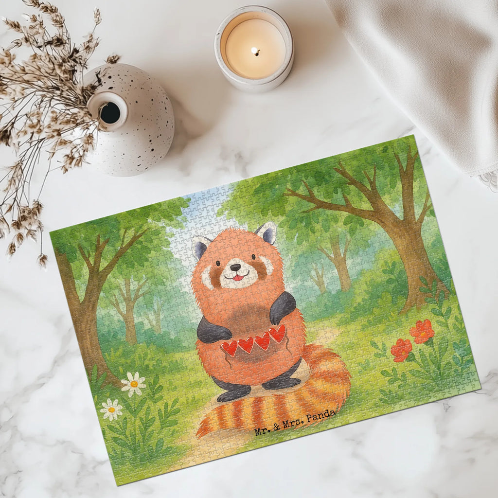 Puzzle Roter Panda Design Puzzle, Tiermotive, Gute Laune, lustige Sprüche, Tiere, Panda, Liebe, Rot, Herz, Liebling, Lieblingsmensch
