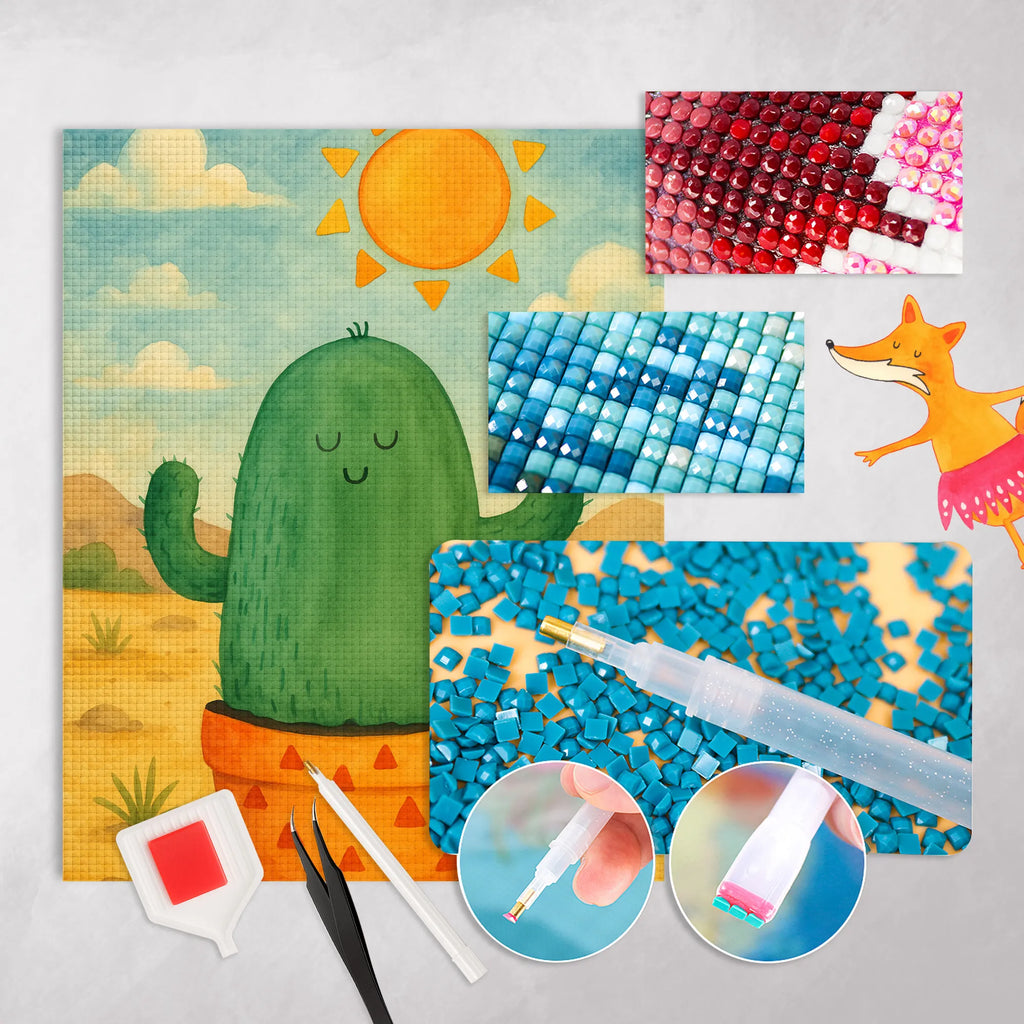 Diamond Painting cactus Sun Design cactus, cactuses, plants, cactus plant, small green cactus, happiness, motivation, new start, happy, separation, gift idea, love cactus love, lovesickness gift, lovesickness, sun, adultery, sunshine, divorce, girlfriend