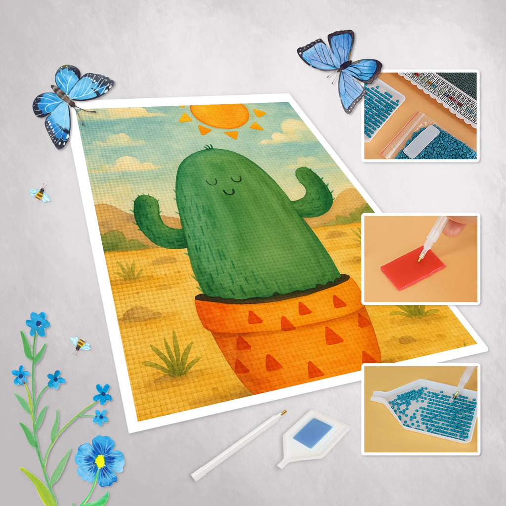 Diamond Painting cactus Sun Design cactus, cactuses, plants, cactus plant, small green cactus, happiness, motivation, new start, happy, separation, gift idea, love cactus love, lovesickness gift, lovesickness, sun, adultery, sunshine, divorce, girlfriend